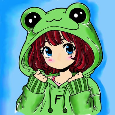 a cute teenage girl wearing a frog hoodie