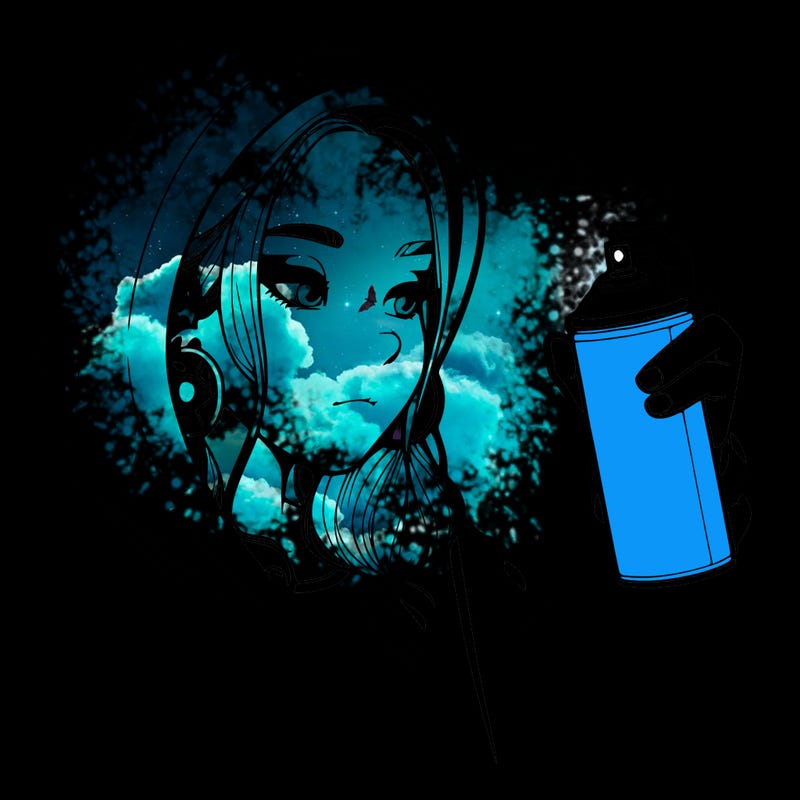 a realistic girl, spray painting