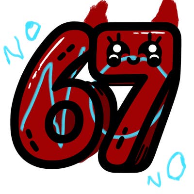 the numbers 67