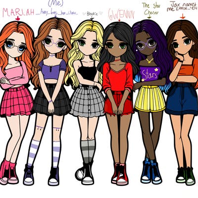 a group of girls realistic