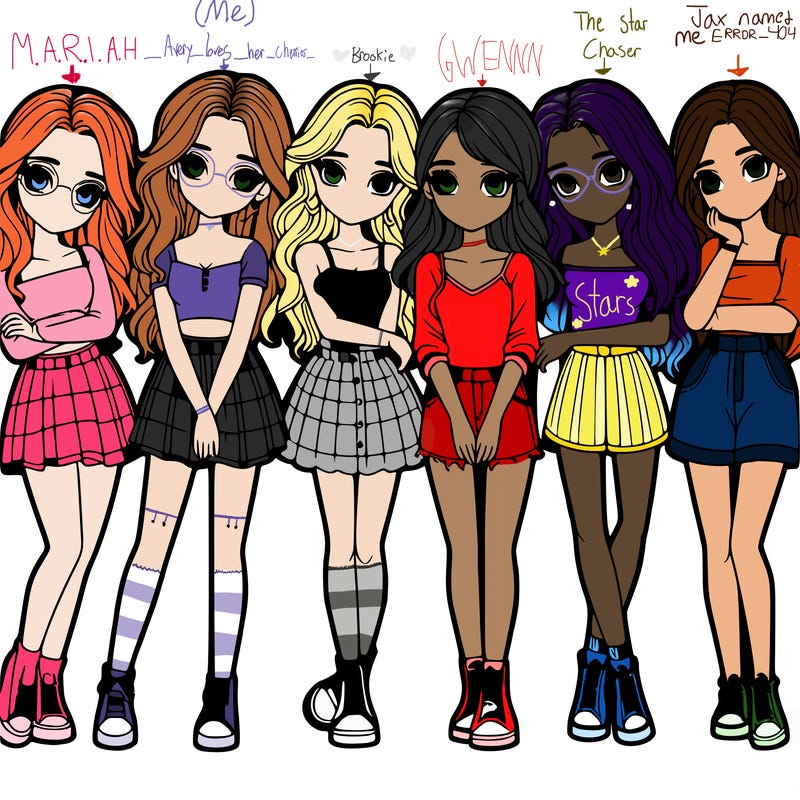 a group of girls realistic