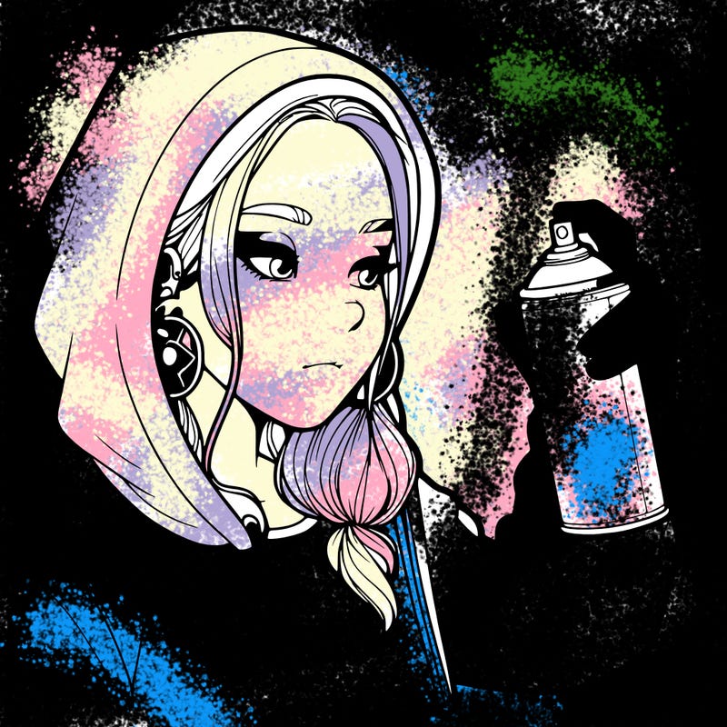 a realistic girl, spray painting