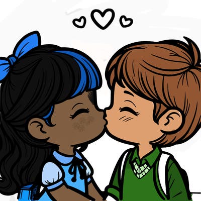 boy and girl kissing