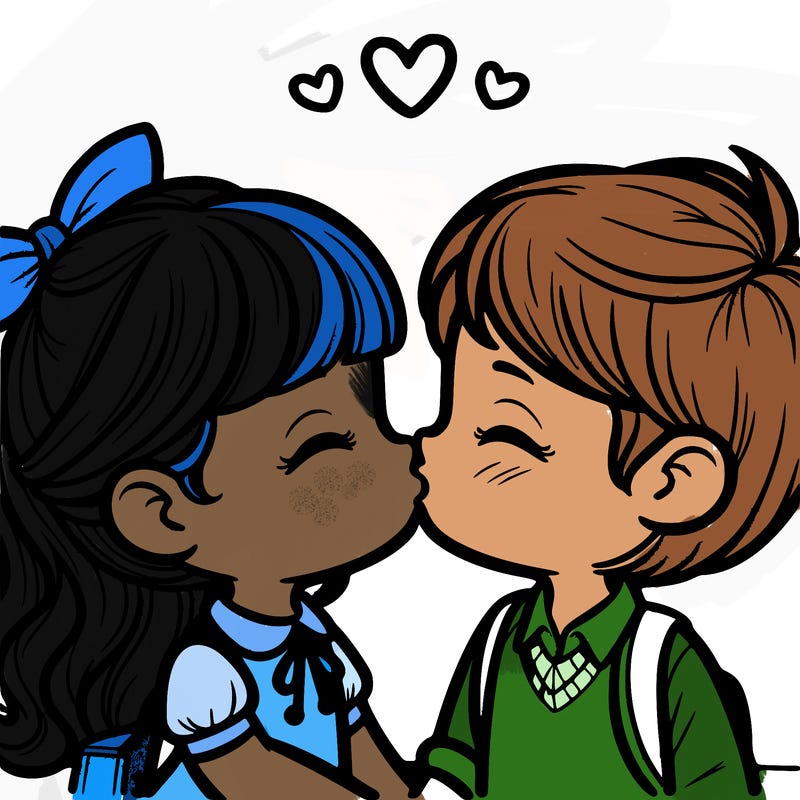 boy and girl kissing