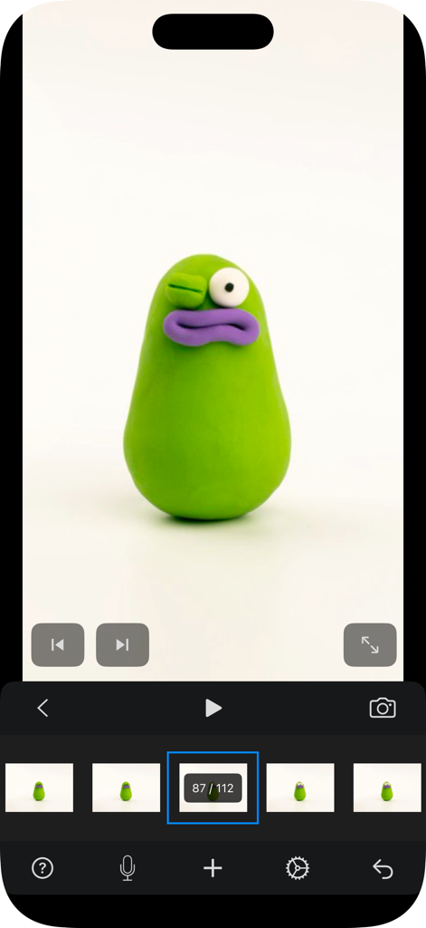Stop Motion Studio Pro - Animação de personagem de claymation no Stop Motion Studio Pro app interface