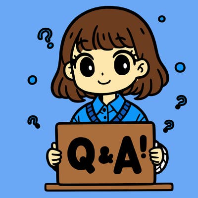 girl with short hair holding a sign that says “q&a!”