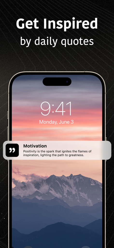 Motivation Daily Quotes - I AM - Pantalla de bloqueo de smartphone que muestra una notificación de cita motivacional diaria de la aplicación I AM.
