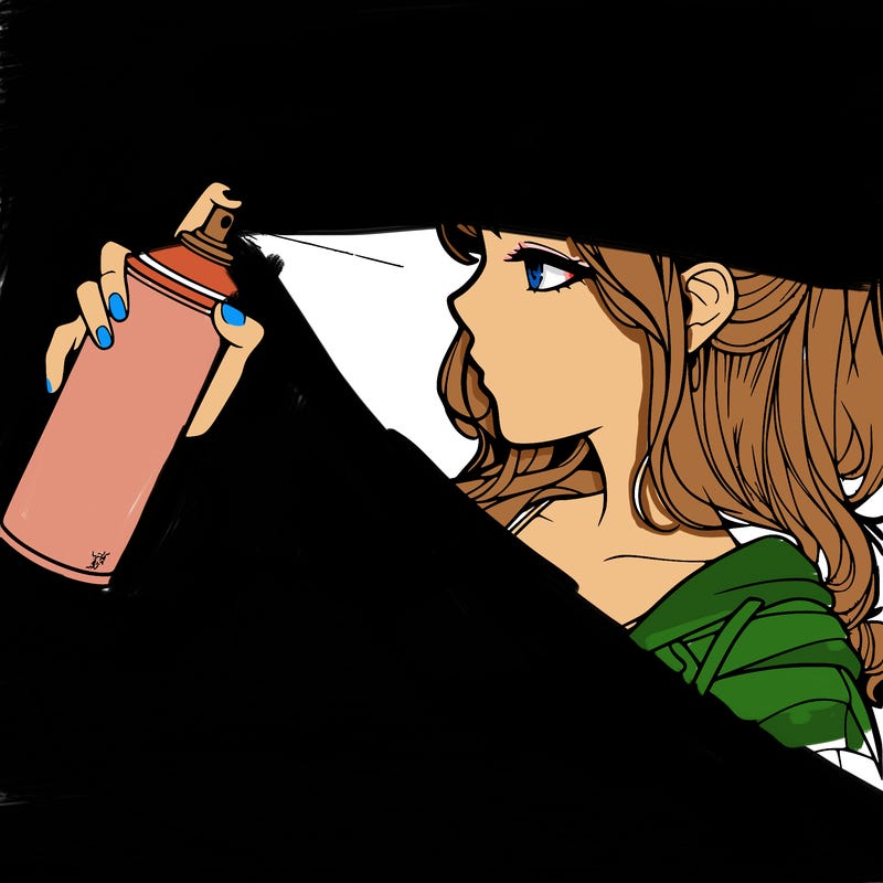a realistic girl spray, painting