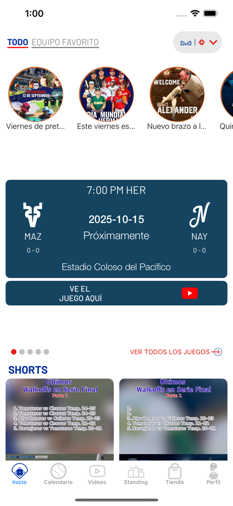 LAMP mx - LAMP mx mobile app home screen featuring baseball game previews and news stories