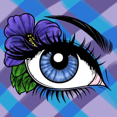 realistic eye with flower