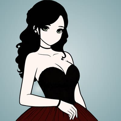 realistic girl in prom dress