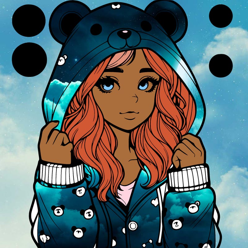 realistic girl in a animal pjs hoodie