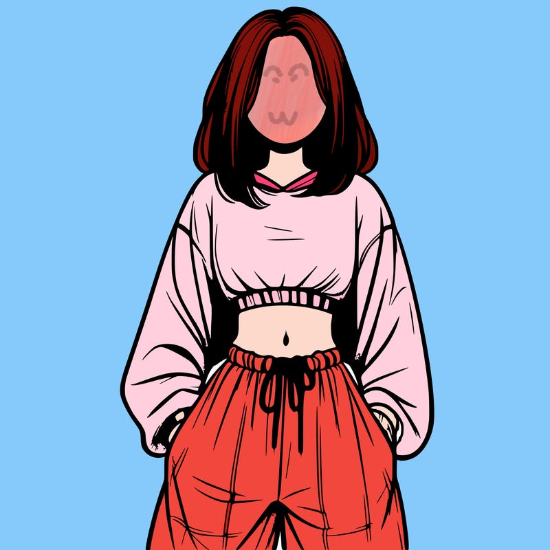 realistic girl faceless with baggy pants and a crop top