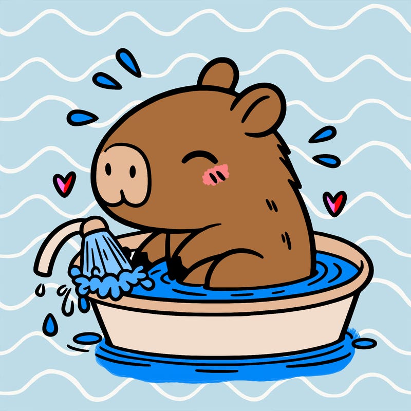 capybara taking a bath