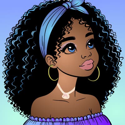 realistic black girl with curly hair