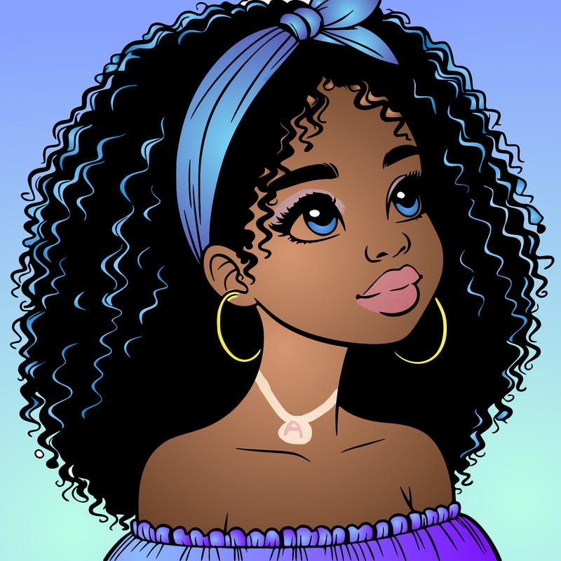 realistic black girl with curly hair
