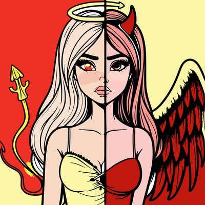 devil vs angel realistic girl