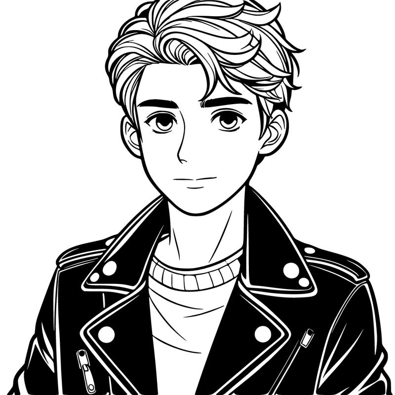 teen boy in leather jacket