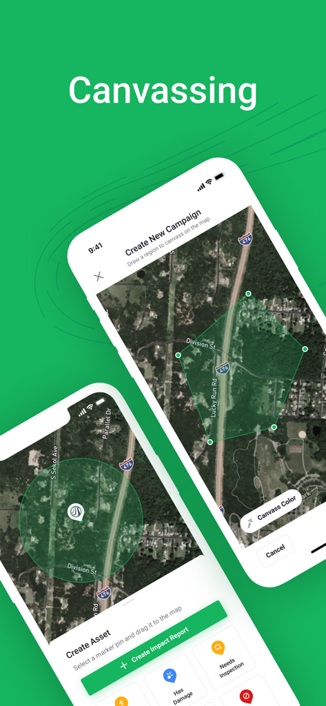 Hail Trace - Canvassing and lead tracking interface in the Hail Trace app