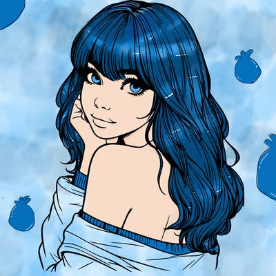 realistic girl with bangs looking over her shoulder