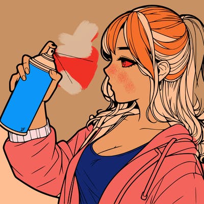 a realistic girl spray, painting