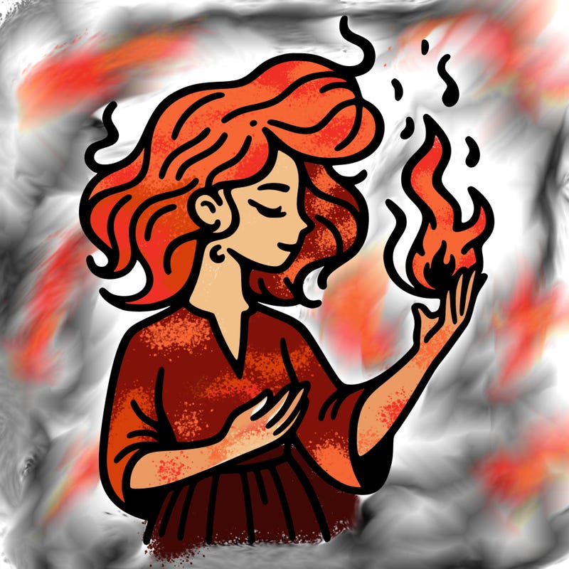 woman with fire