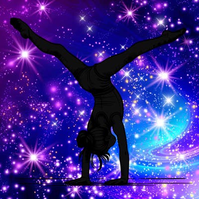 realistic gymnastic hand stand girl in four splits