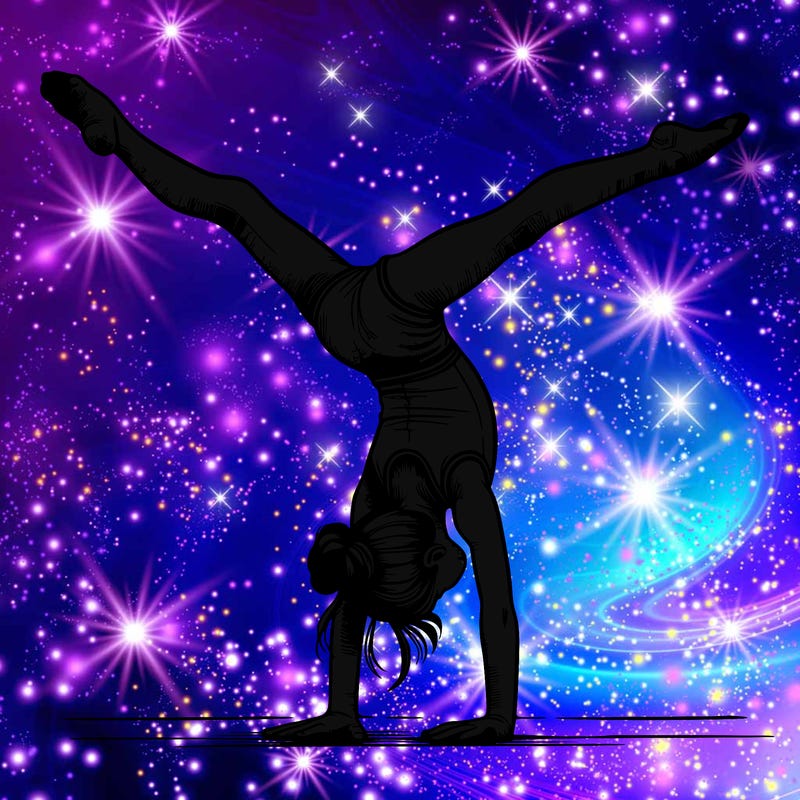 realistic gymnastic hand stand girl in four splits