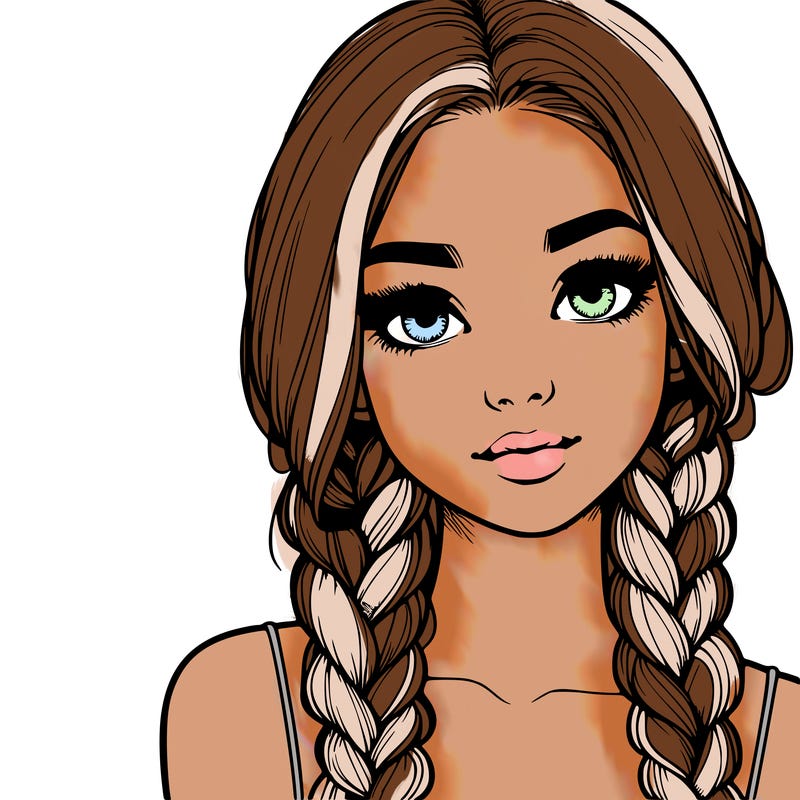 realistic girl with braids