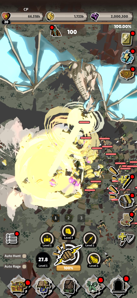 Lightning Princess: Idle RPG - Lightning Princess using a massive electric attack against a giant dragon boss in an idle RPG battle