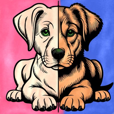 realistic dog split picture