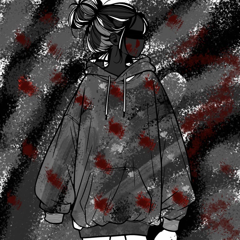 realistic girl with a oversized sweatshirt on and a bun