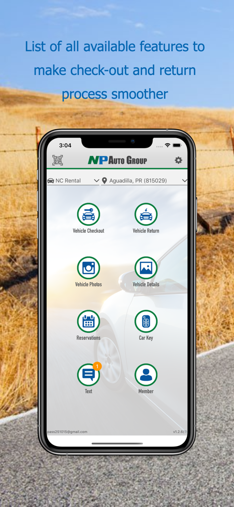 ASAP Rent - ASAP Rent app home screen showing vehicle checkout and return features