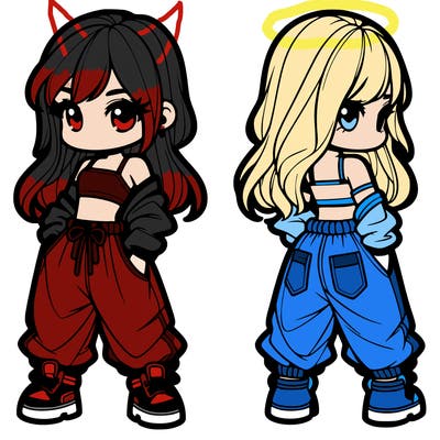 girl in crop top and baggy pants