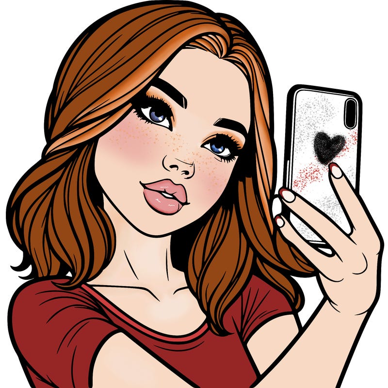 realistic girl takeing a selfie