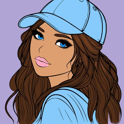 realistic beautiful girl with backward cap