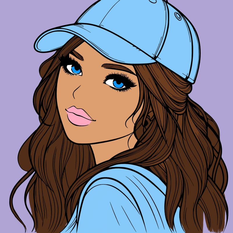 realistic beautiful girl with backward cap
