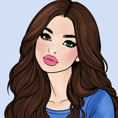 realistic girl with hair on her hair and lips