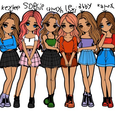 a group of girls realistic