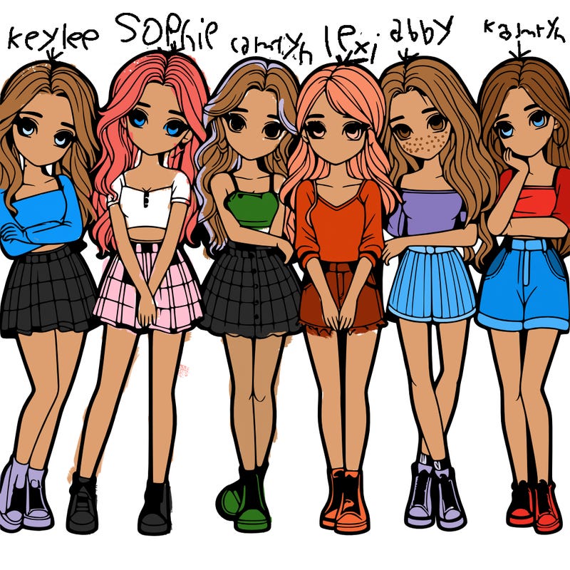 a group of girls realistic