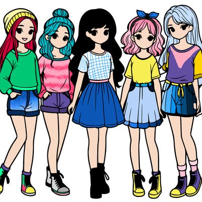 a group of five girls