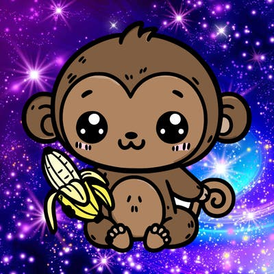 cute monkey with banana