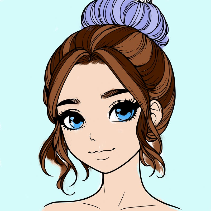 realistic pretty girl with hair in bun