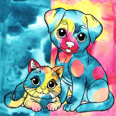 realistic cat and dog