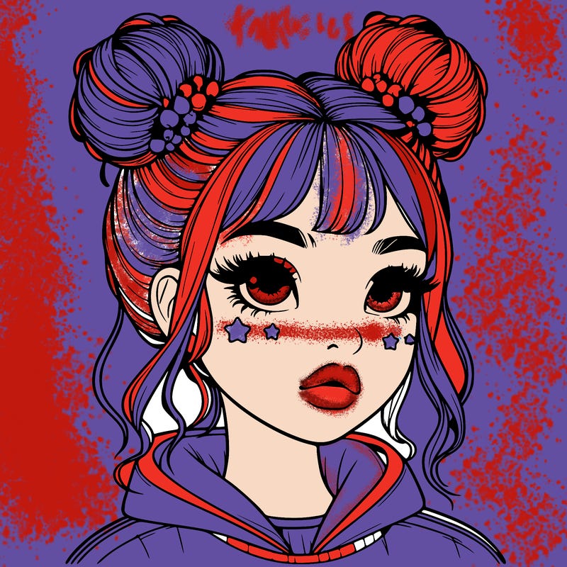 realistic girl with space buns