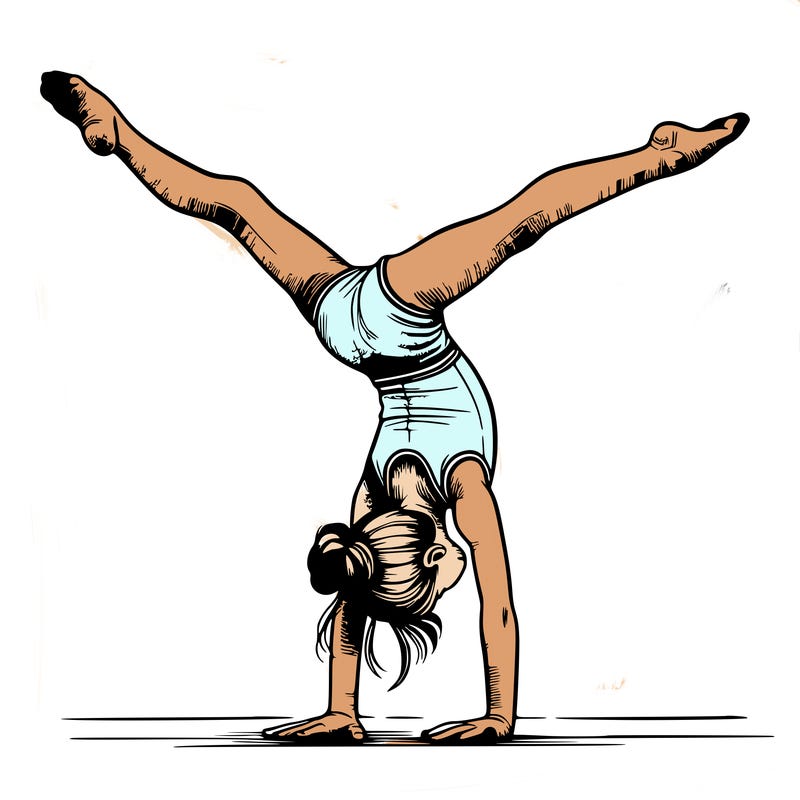 realistic gymnastic hand stand girl in four splits