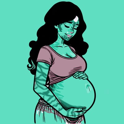 woman heavily pregnant realistic