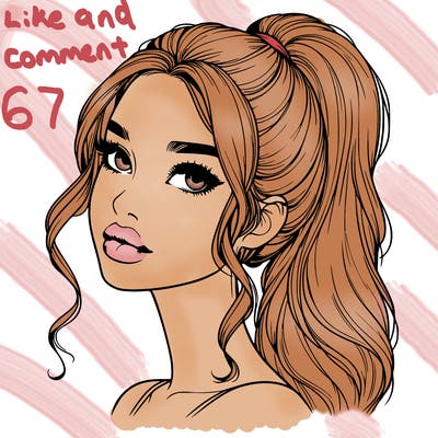 realistic girl with a ponytail on her hair and lips