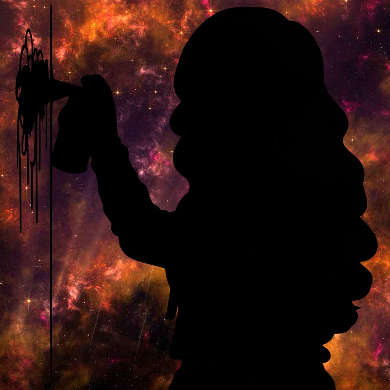 realistic girl with mask spray painting a wall