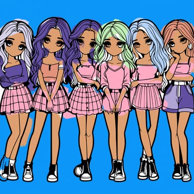 a group of girls realistic